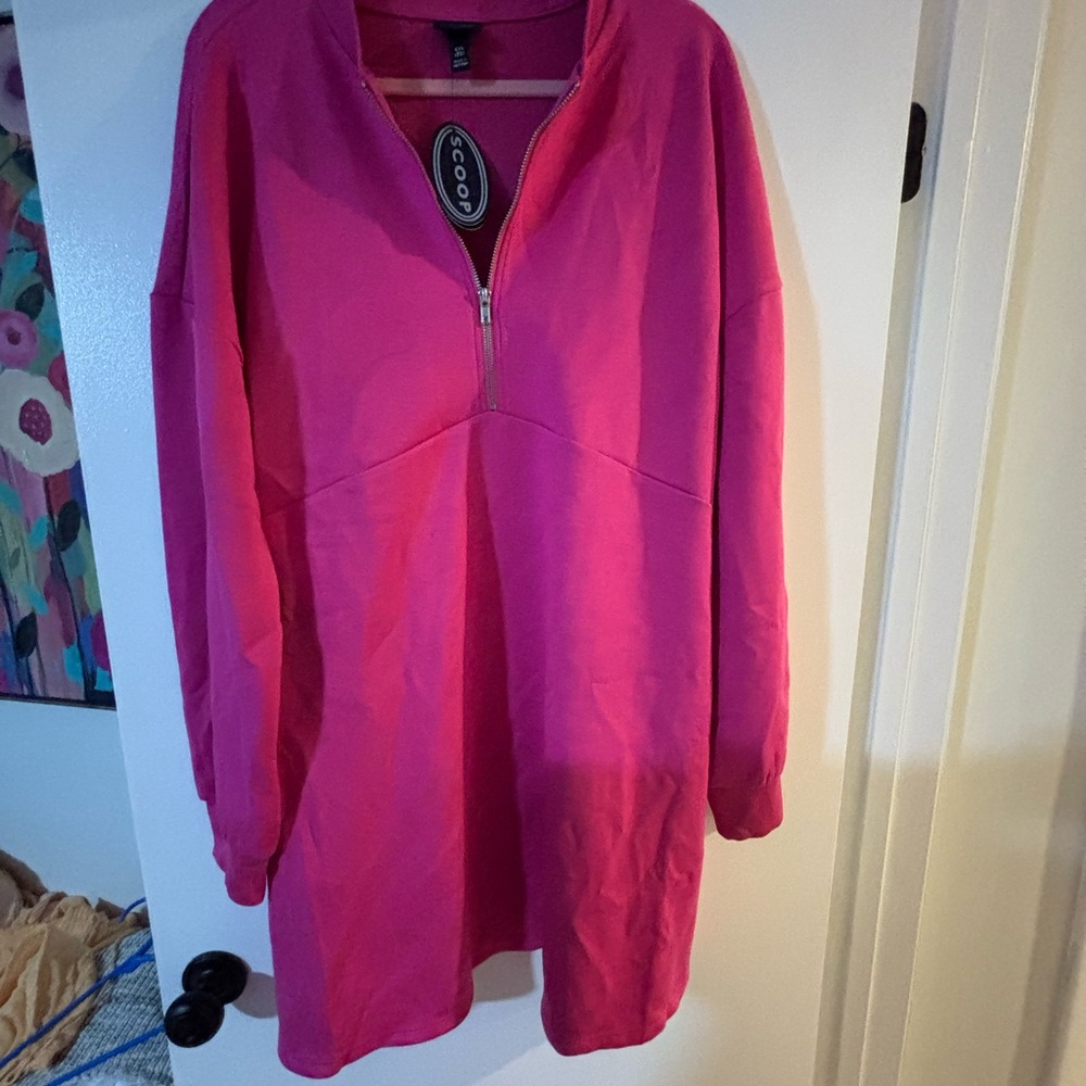 Scoop Pink Half-Zip Scubaknit Dress - Picture 2 of 4